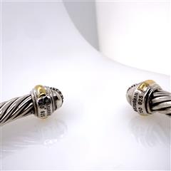 David Yurman Diamond Sterling Silver 18K YG Cuff Bracelet